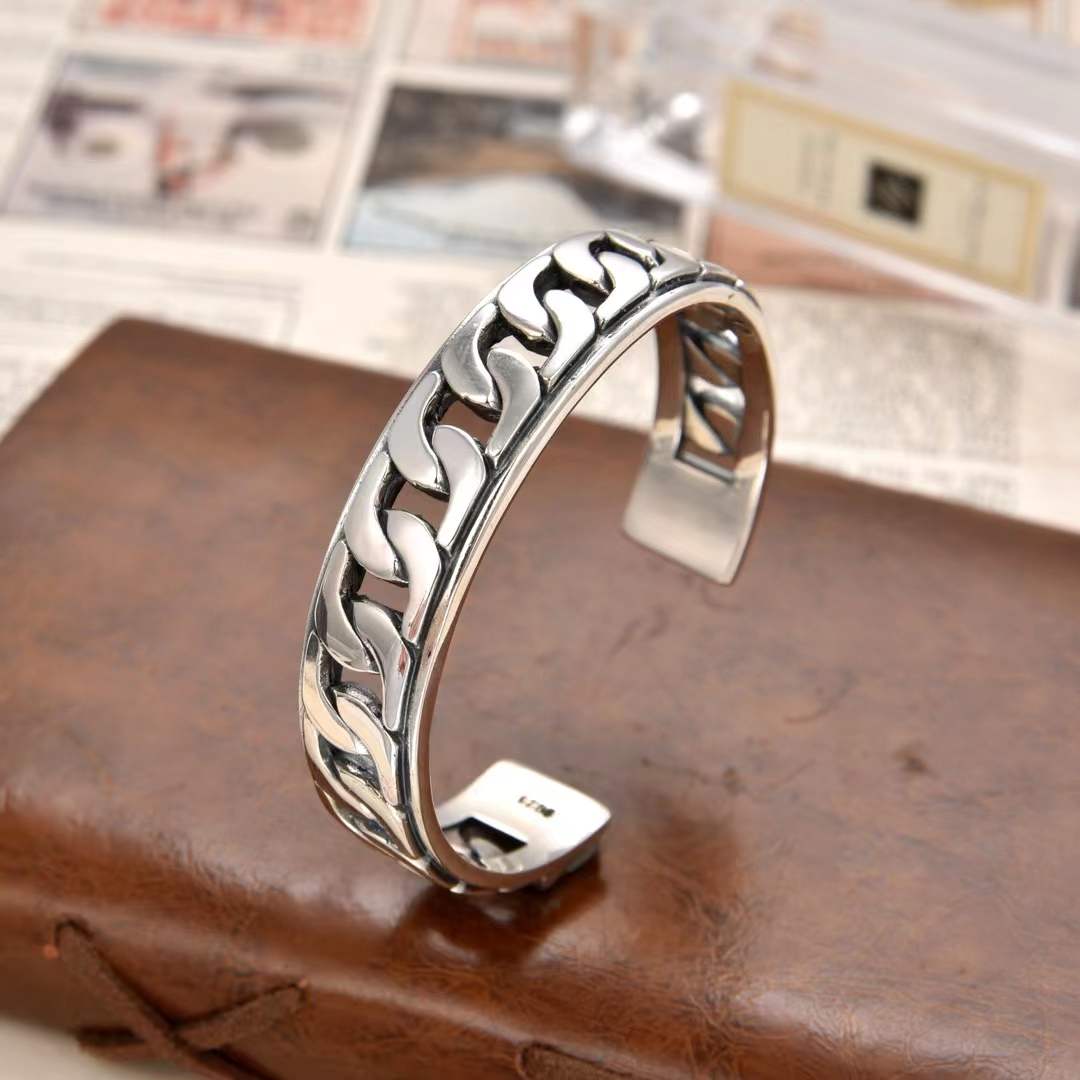 Mareon - Forged Link Silver Cuff Bracelet