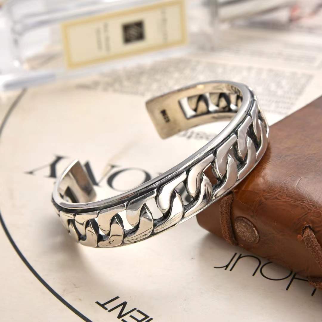 Mareon - Forged Link Silver Cuff Bracelet