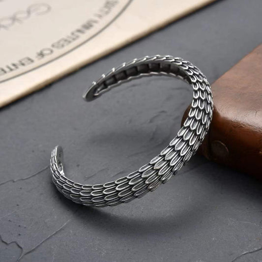 Valdran - Dragon Scale Silver Cuff Bracelet