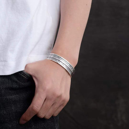 Bravon - Sculpted Vine Silver Cuff Bracelet