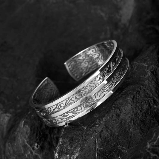 Bravon - Sculpted Vine Silver Cuff Bracelet
