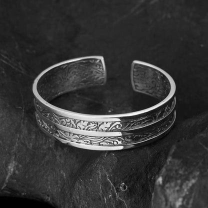 Bravon - Sculpted Vine Silver Cuff Bracelet
