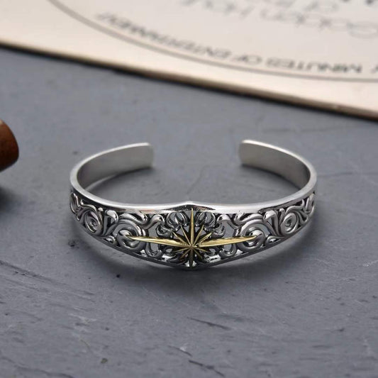 Solvianus - Sunburst Silver Cuff Bracelet & Ring Set