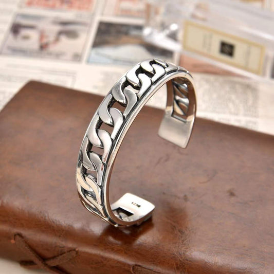 Mareon - Forged Link Silver Cuff Bracelet