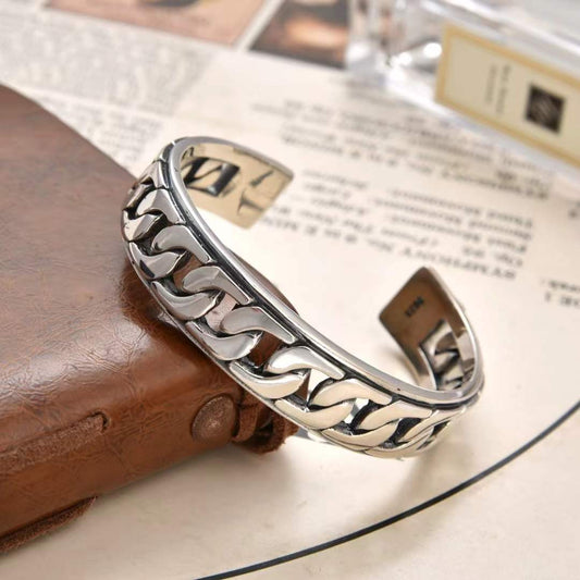 Mareon - Forged Link Silver Cuff Bracelet