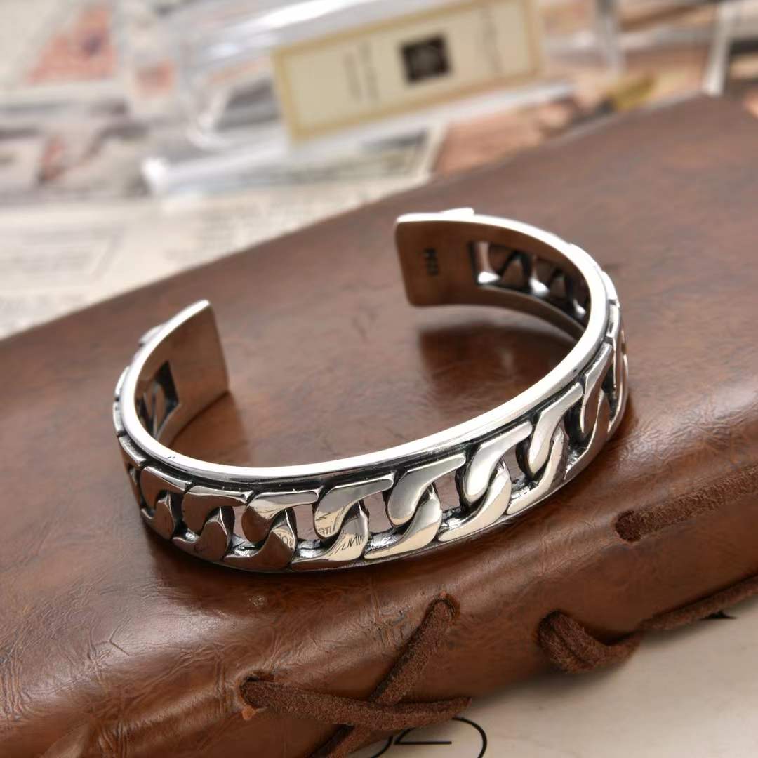 Mareon - Forged Link Silver Cuff Bracelet