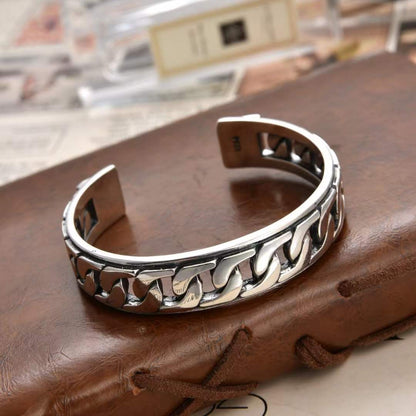 Mareon - Forged Link Silver Cuff Bracelet