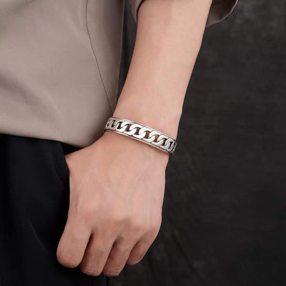 Mareon - Forged Link Silver Cuff Bracelet
