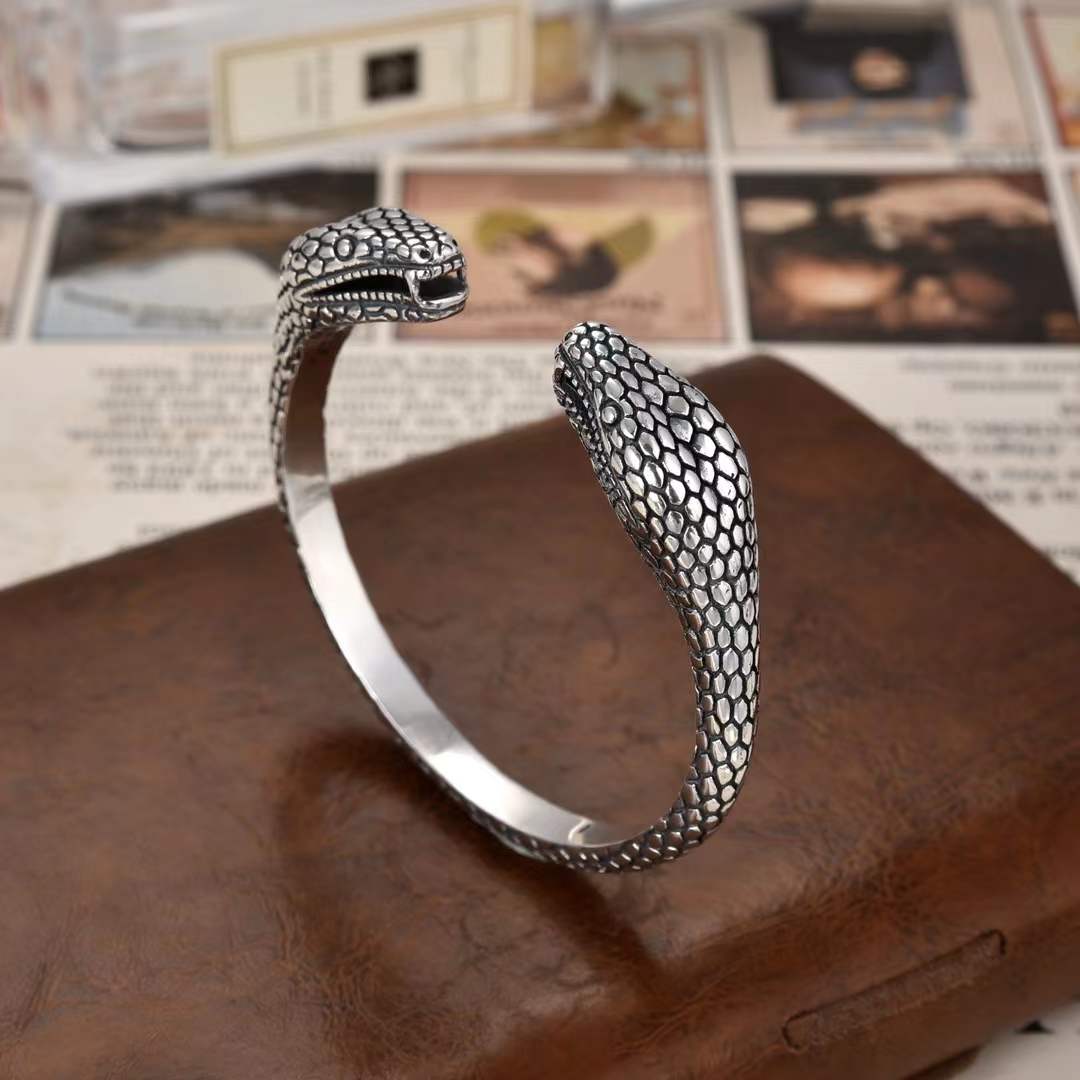 Varka - Twin Serpent Silver Cuff Bracelet