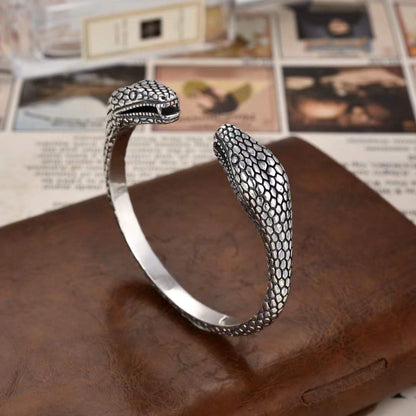 Varka - Twin Serpent Silver Cuff Bracelet