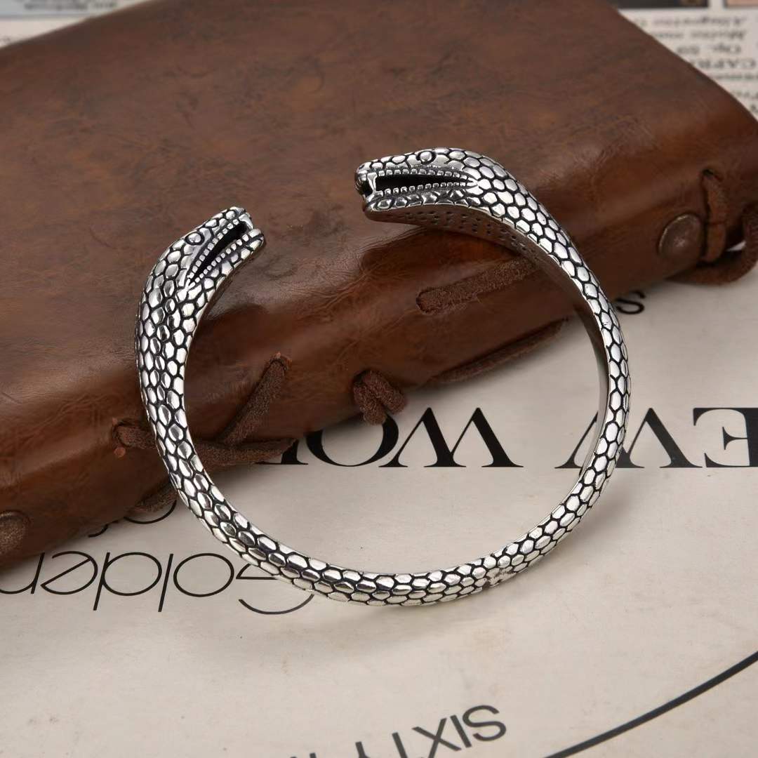 Varka - Twin Serpent Silver Cuff Bracelet