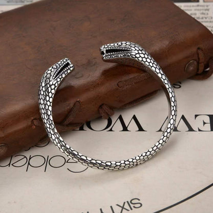 Varka - Twin Serpent Silver Cuff Bracelet