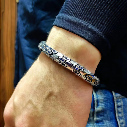 Myron - Sapphire Serpent Silver Bracelet