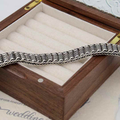 WcArts - Tang Lion Armor Beaded Cuff (Masculine Silver Bracelet)