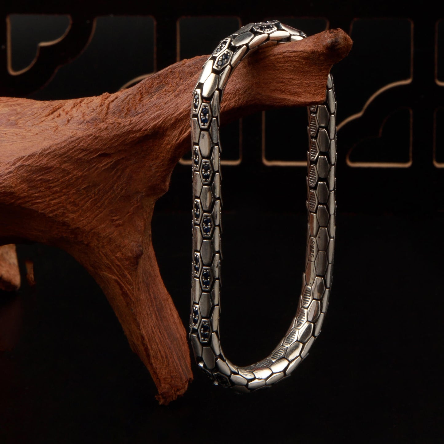 Myron - Sapphire Serpent Silver Bracelet