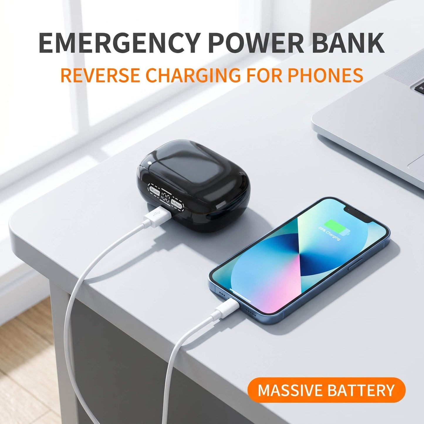 Meesue™ Power Bank & Ear Clip Type & Sleeping Type 3-in-1 Wireless Bluetooth Headphones
