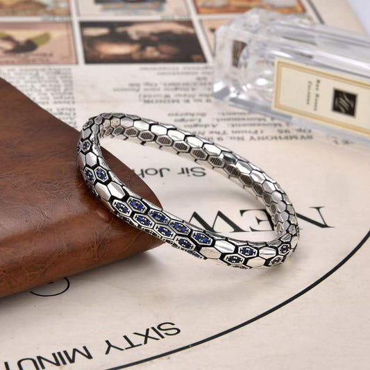 Myron - Sapphire Serpent Silver Bracelet