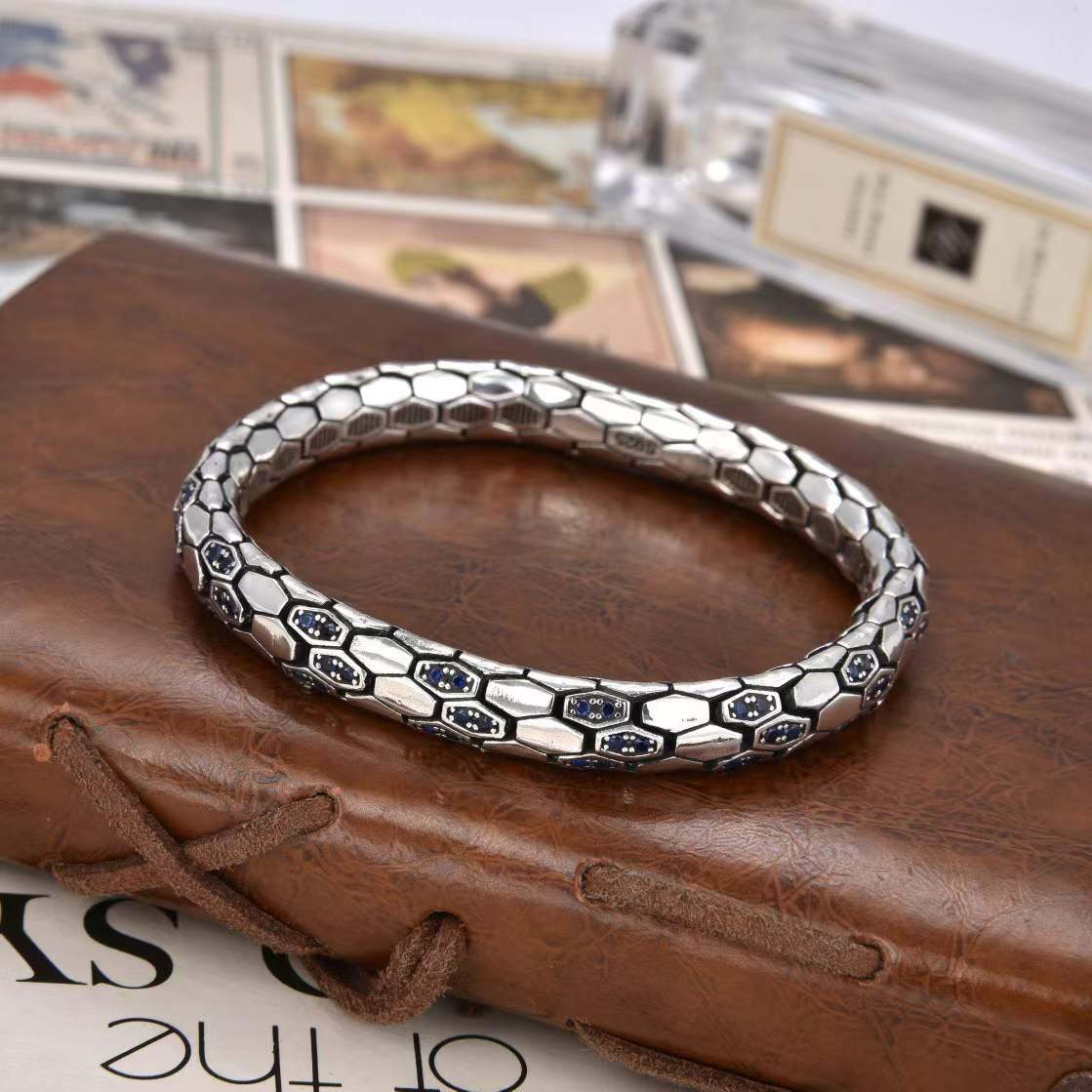 Myron - Sapphire Serpent Silver Bracelet