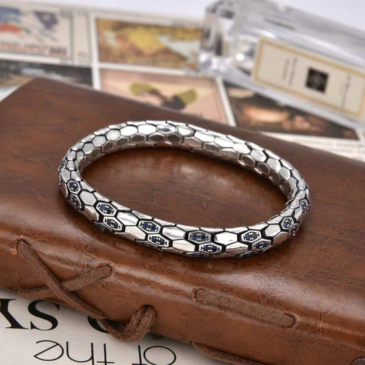 Myron - Sapphire Serpent Silver Bracelet