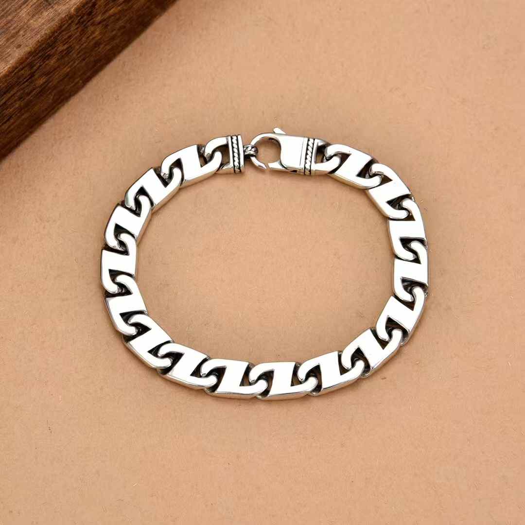 Valen - Polished Link Silver Bracelet