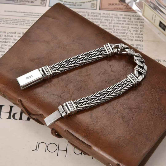 Valrik - Braided Guardian Silver Bracelet