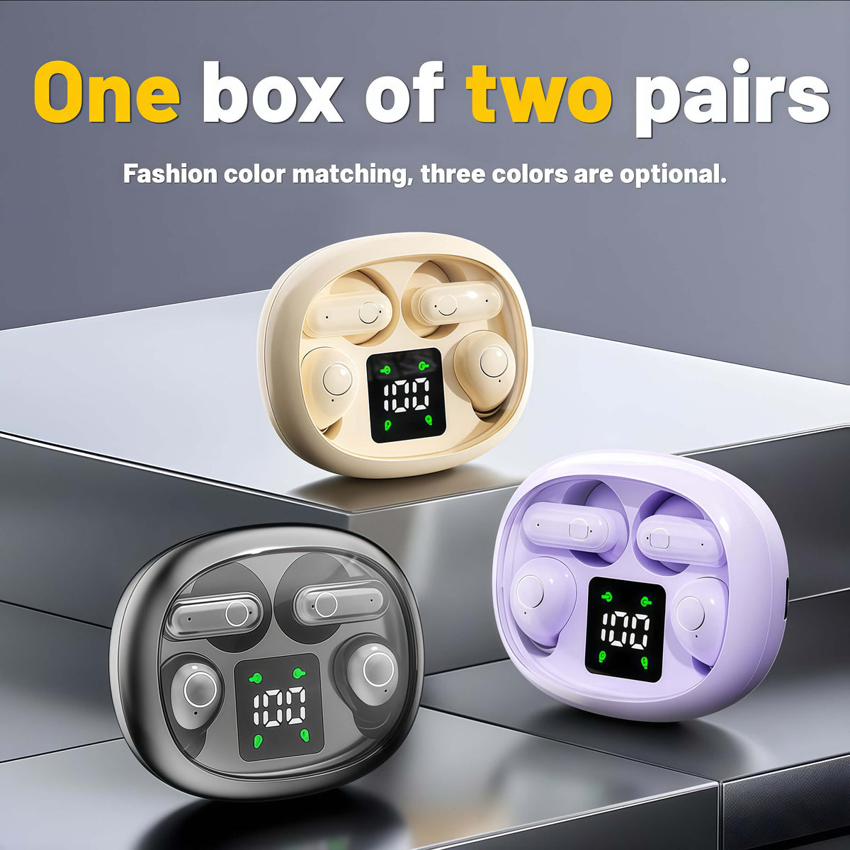 Meesue™ 4-in-1 Sleep Wireless Earbuds – Two Sets in One Case