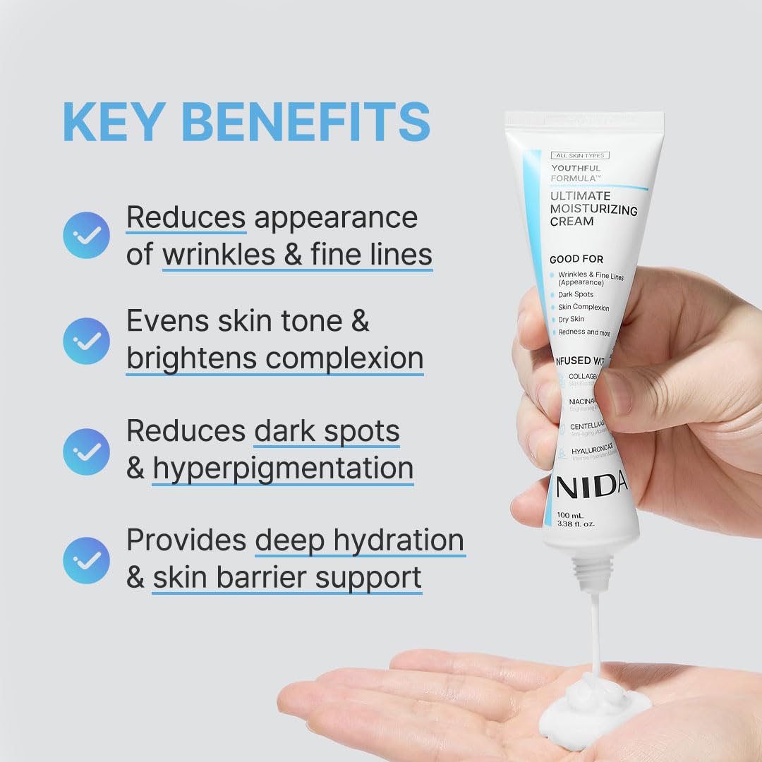 Meesue NIDA Youthful Formula Dry Skin Moisturizer with Hyaluronic Acid, Niacinamide & Collagen