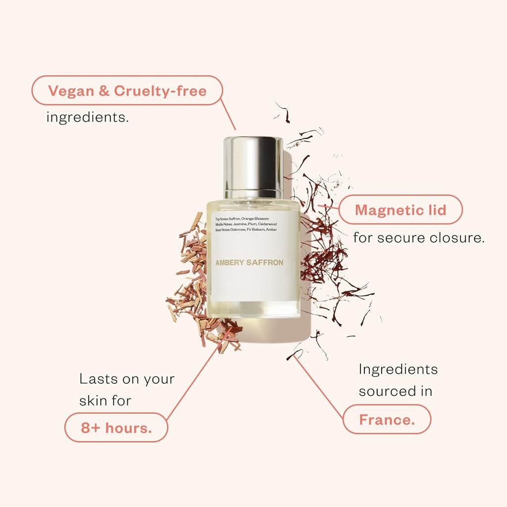 Meesue Ambery Saffron Eau de Parfum featuring Warm Spicy Woody Notes, Vegan