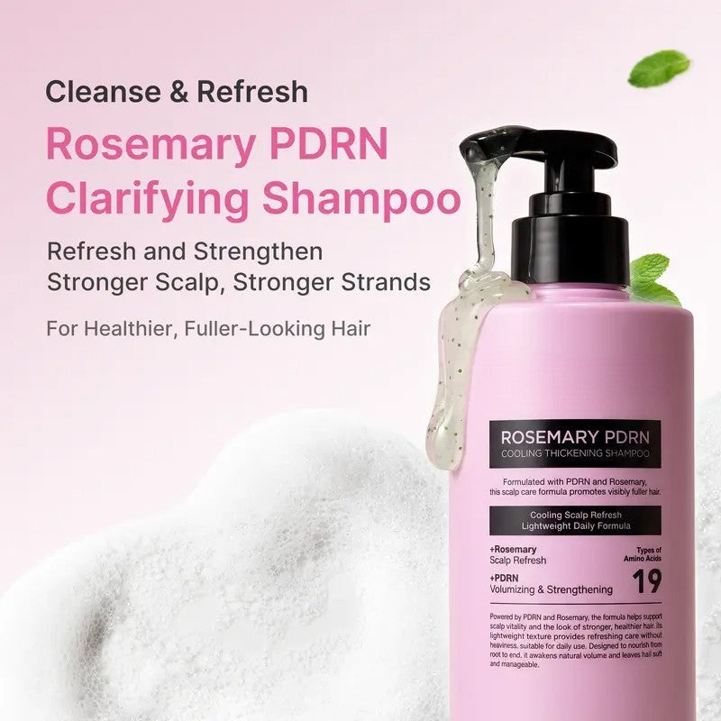 Meesue Rosemary PDRN Hair and Scalp Care Set with Thickening Shampoo, Conditioner and PDRN Stick