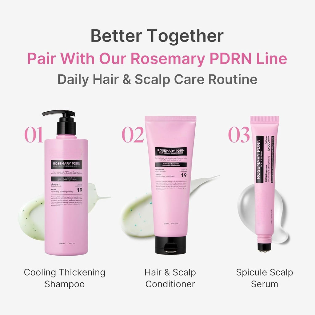 Meesue Rosemary PDRN Hair and Scalp Care Set with Thickening Shampoo, Conditioner and PDRN Stick