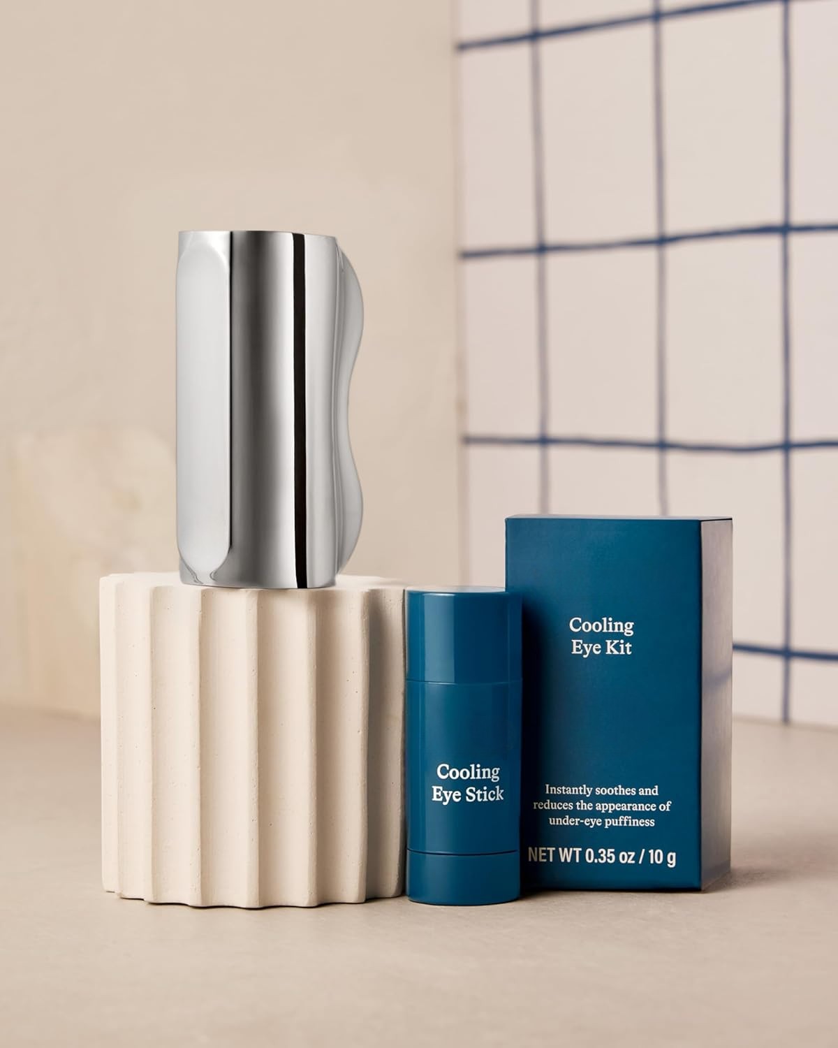 Meesue Cooling Eye Stick & Gua Sha Tool Set Depuffing Duo for Dark Circles and Under-Eye Fatigue