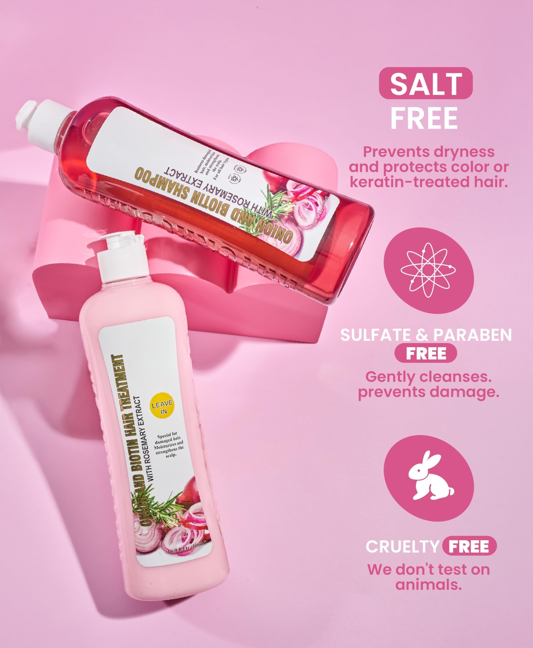 Meesue Onion Biotin & Rosemary Shampoo + Treatment Set for Thicker, Fuller Hair