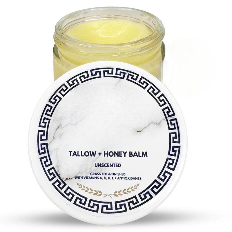 Meesue Grass-Fed Tallow Balm with Honey & Vitamins A, D, E, K for Dry and Sensitive Skin