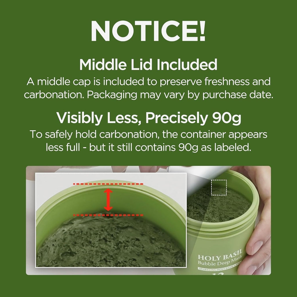 Meesue Holy Basil Bubble Deep Mask with Korean Clay & PHA for Pores, Blackheads & Blemishes