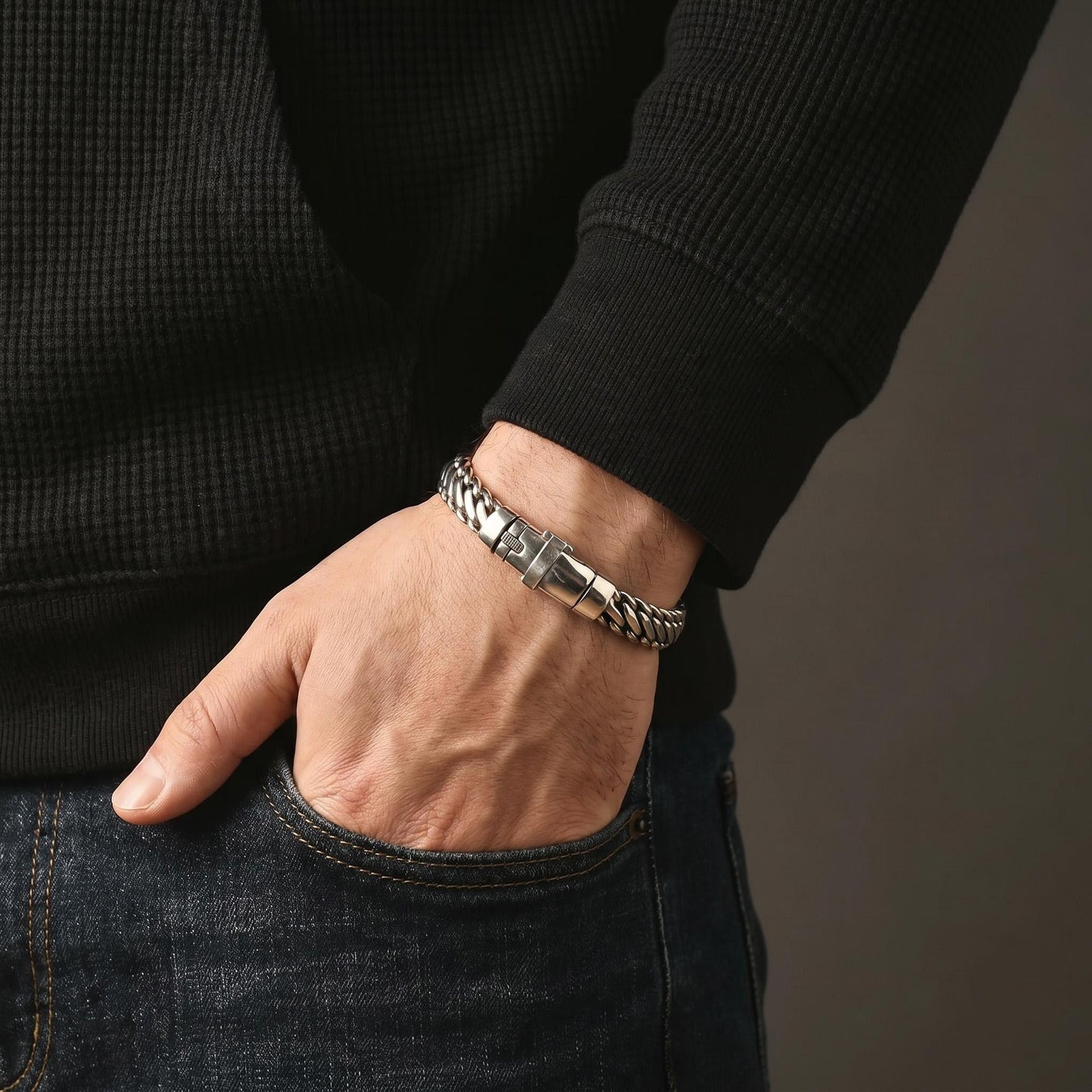 Inner Axis – Triple Braid Silver Bracelet for Men