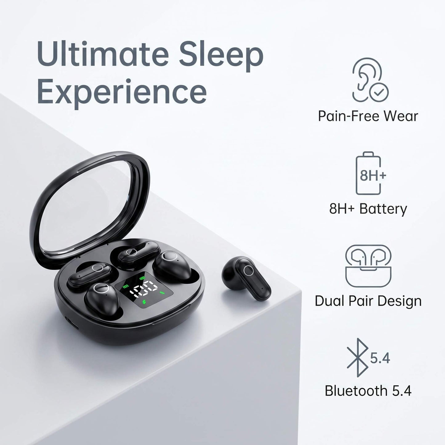 Meesue™ 4-in-1 Sleep Wireless Earbuds – Two Sets in One Case