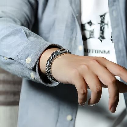 Aegis - Premium Braided Silver Bracelet