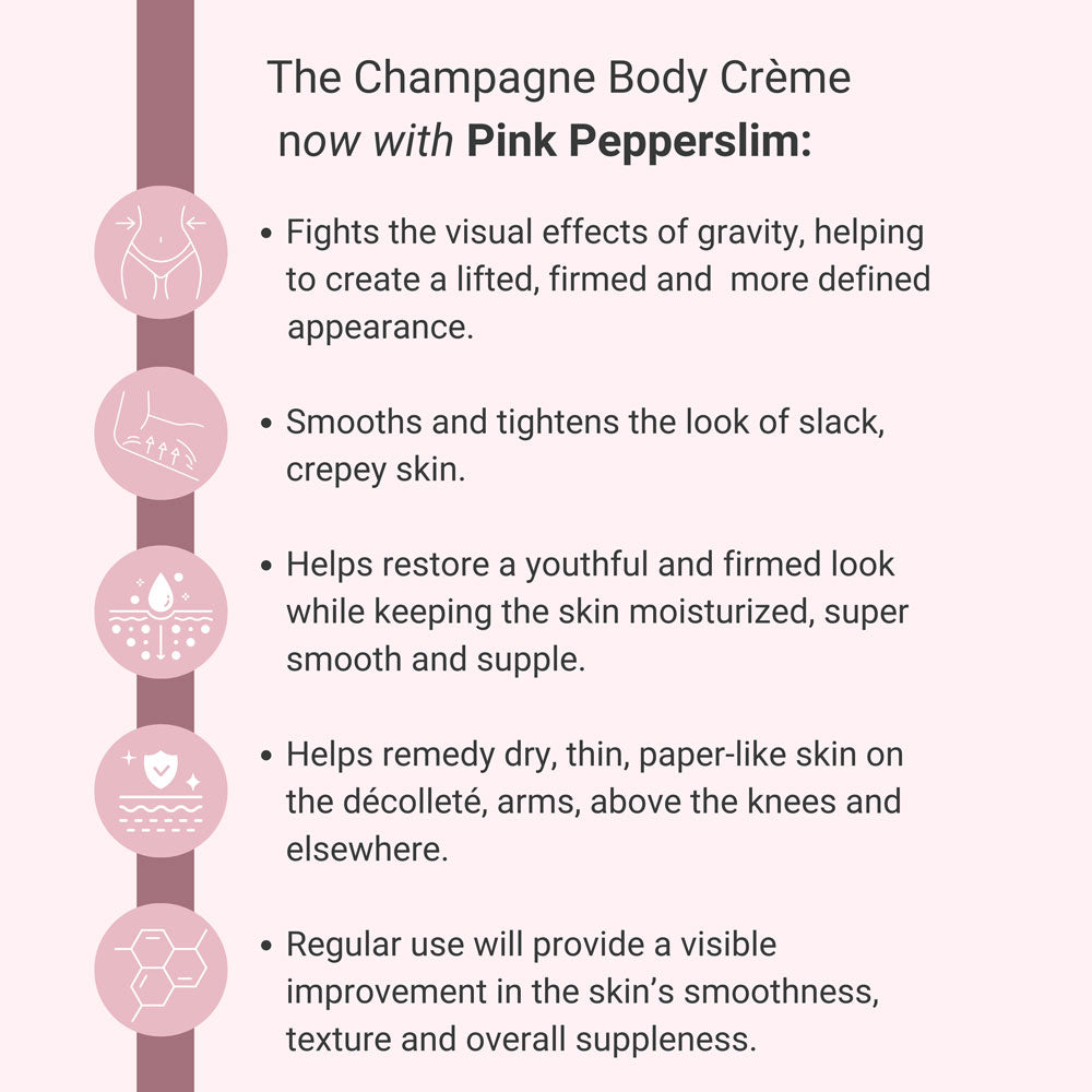 Meesue Champagne Firming Body Cream — Luxe-Lift Complex & Pink Pepperslim Firming Formula