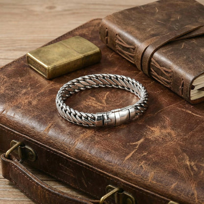 Inner Axis – Triple Braid Silver Bracelet for Men