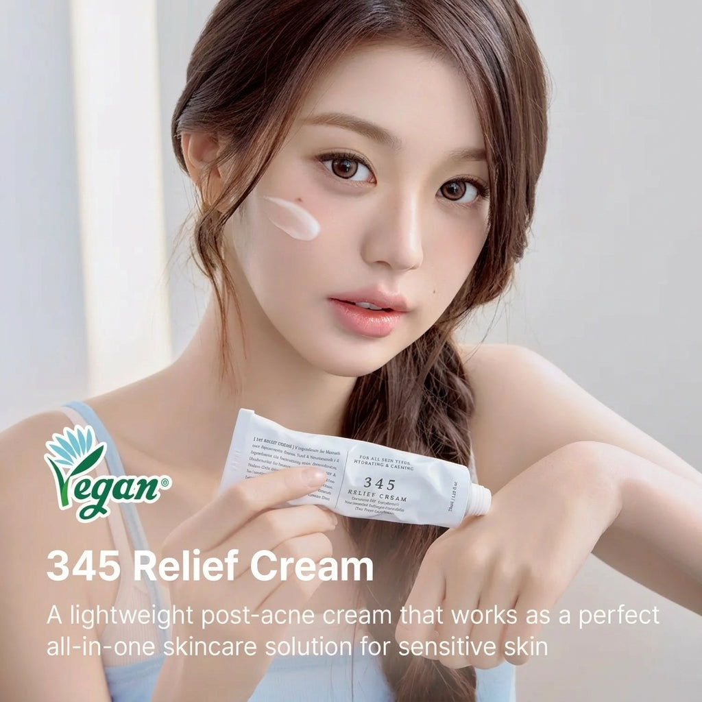 Meesue 345 Relief Cream Ceramide Moisturizer with Niacinamide for Sensitive Skin & Blemishes