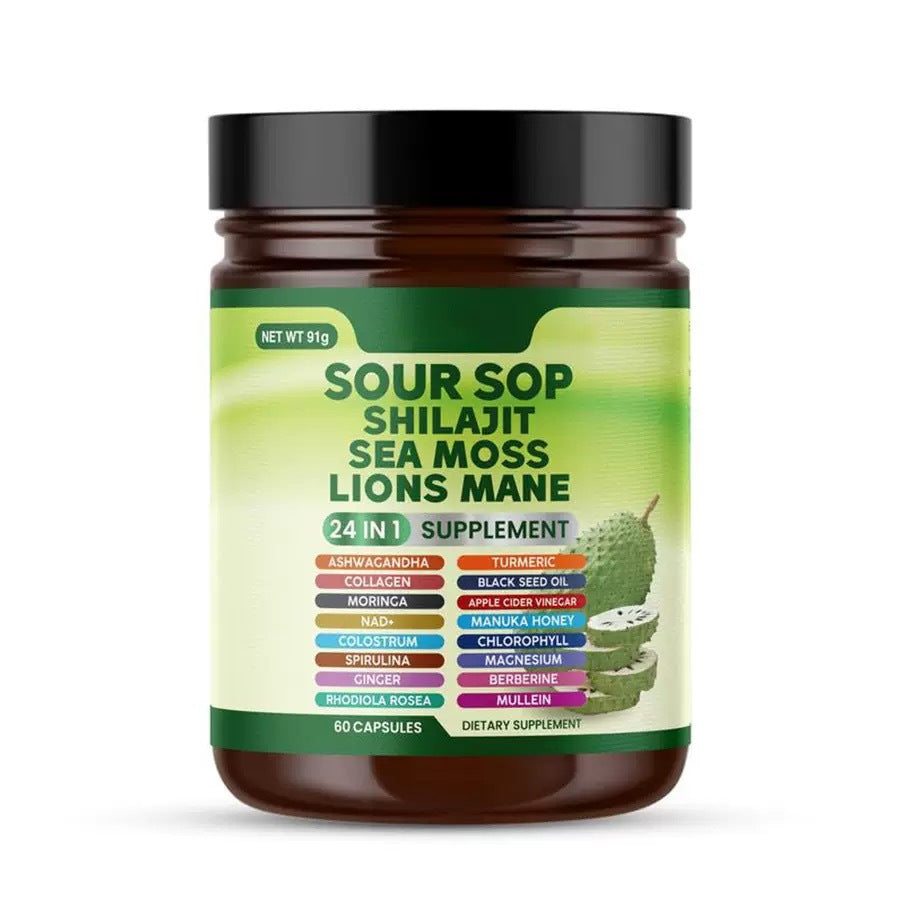 Meesue Soursop Wellness Supplement 24-in-1 — Sea Moss, Black Seed Oil & Turmeric