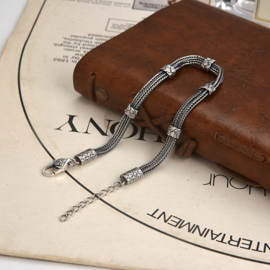 Aurenix - Twin Serpent Silver Bracelet