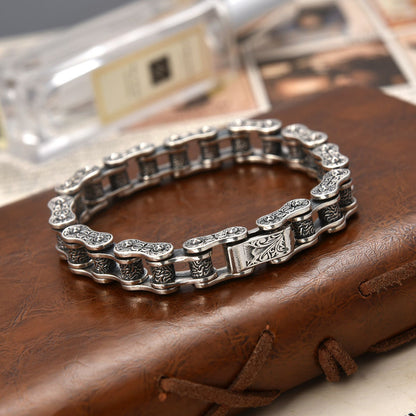 Stillness - Hand-Carved Sterling Silver Bracelet