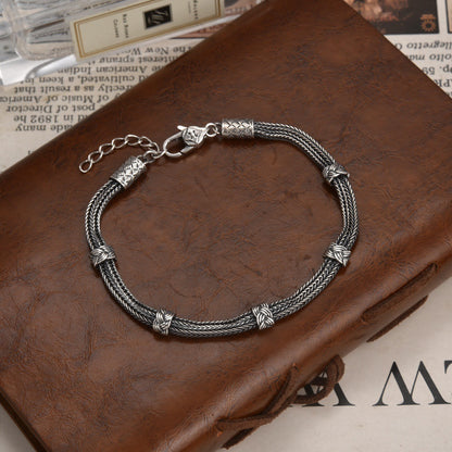 Aurenix - Twin Serpent Silver Bracelet