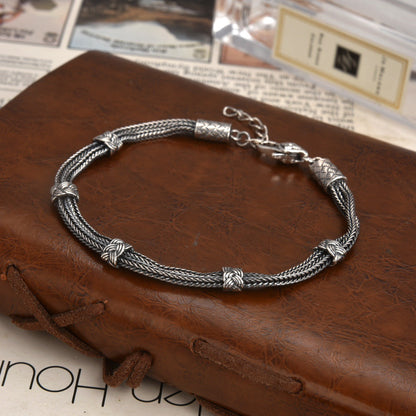 Aurenix - Twin Serpent Silver Bracelet
