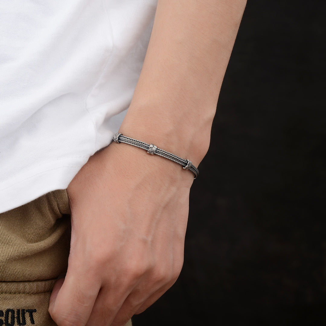 Aurenix - Twin Serpent Silver Bracelet