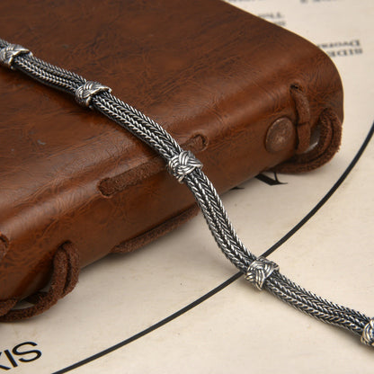 Aurenix - Twin Serpent Silver Bracelet