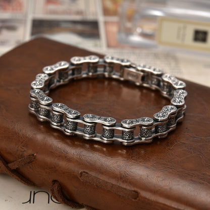 Stillness - Hand-Carved Sterling Silver Bracelet