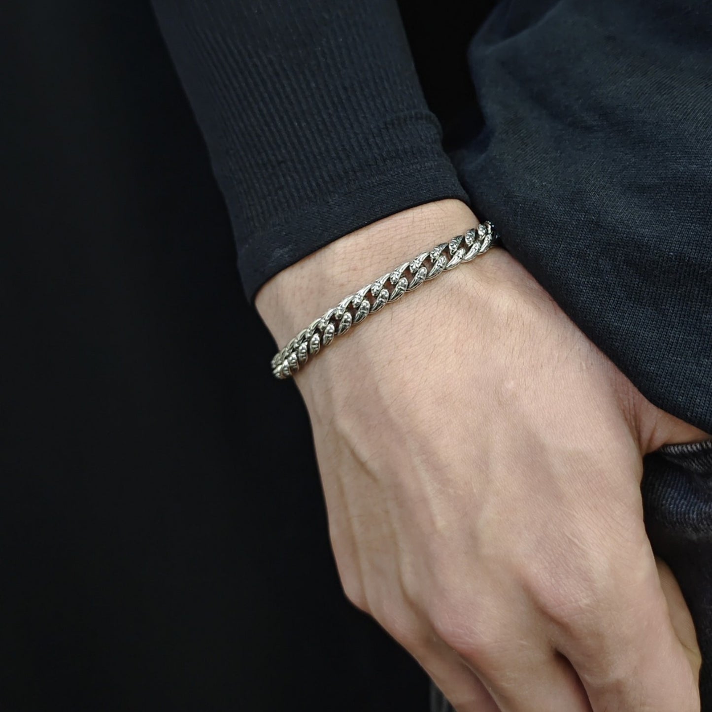 Valroth  -  Bold Textured Silver Bracelet