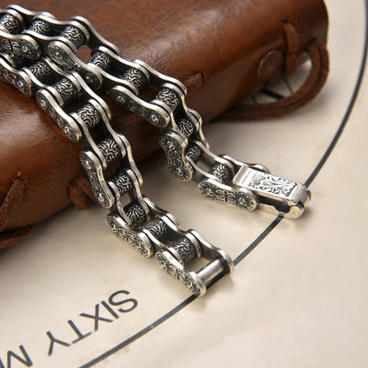 Stillness - Hand-Carved Sterling Silver Bracelet